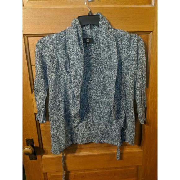IZ Byer Size S Small Gray Front Knit Open Front Sweater & Tie - Picture 1 of 7